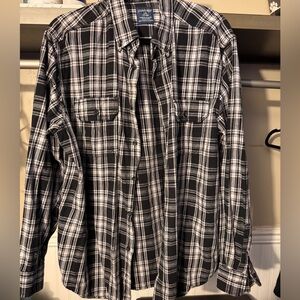 Faded Glory Black & White Plaid Button-Down Shirt